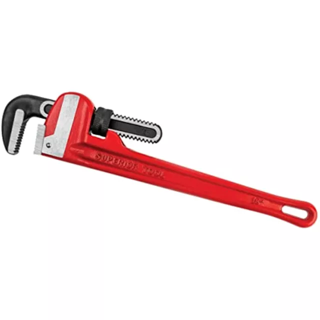 Superior Tool 02818 Heavy Duty Straight Cast-Iron Handled Pipe Wrench 2-1/2