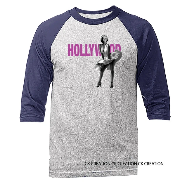 HOLLYWOOD MARILYN 3/4 Sleeve Graphic  Raglan 3/4 Sleeve Baseball T-shirt Tee
