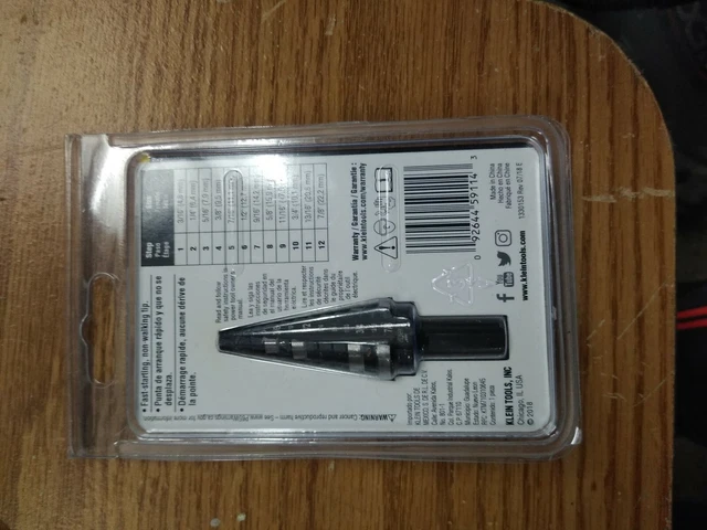 Klein Tools KTSB14 Step Drill Bit #14 12 Hole Sizes NEW + Free Shipping 2