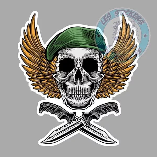 Sticker Legion Etrangere Skull Commando Beret Vert Armee Parachutiste Bb162