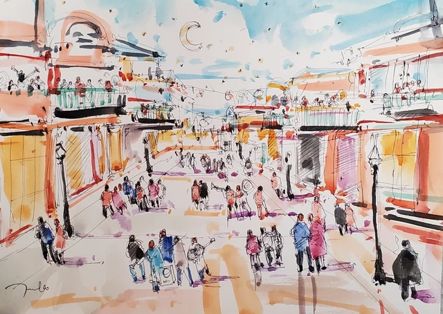 JOSE TRUJILLO Watercolor Painting IMPRESSIONISM Collectible ORIGINAL Mardi Gras