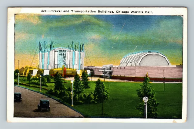 1933 Century Of Progress Chicago Worlds Fair Transportation Vintage Postcard