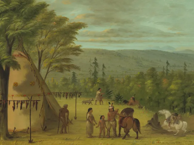 The Cheyenne Brothers Starting on Their Fall Hunt by George Catlin + Ships Free