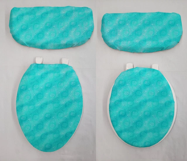 TEAL SPARKLE TOILET Seat Lid and Tank Cover Set £26.03 PicClick UK