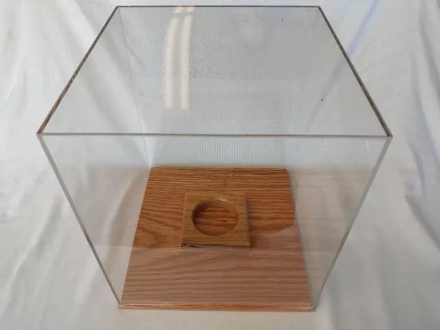 Clear Acrylic Full Size Basketball Display Case with Wooden Base