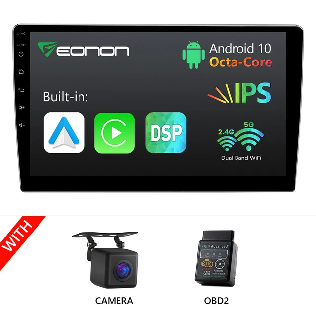 OBD+CAM+9" IPS Double 2 DIN Android 10 Car Stereo Head Unit GPS DSP WiFi CarPlay