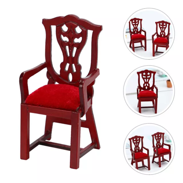 1pc Mini Hausmöbel Stuhl Holz Mini Armhaar für Home Decoration