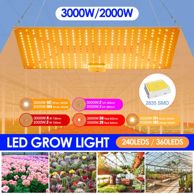 3000W LED Grow Light Full Spectrum for Hydroponic Indoor Plants Veg Flower IR US