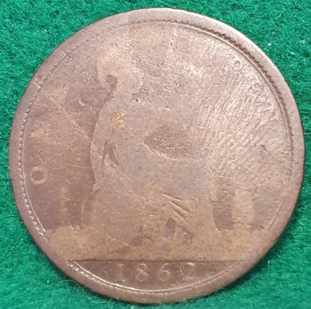 1862 Victoria One Penny Coin