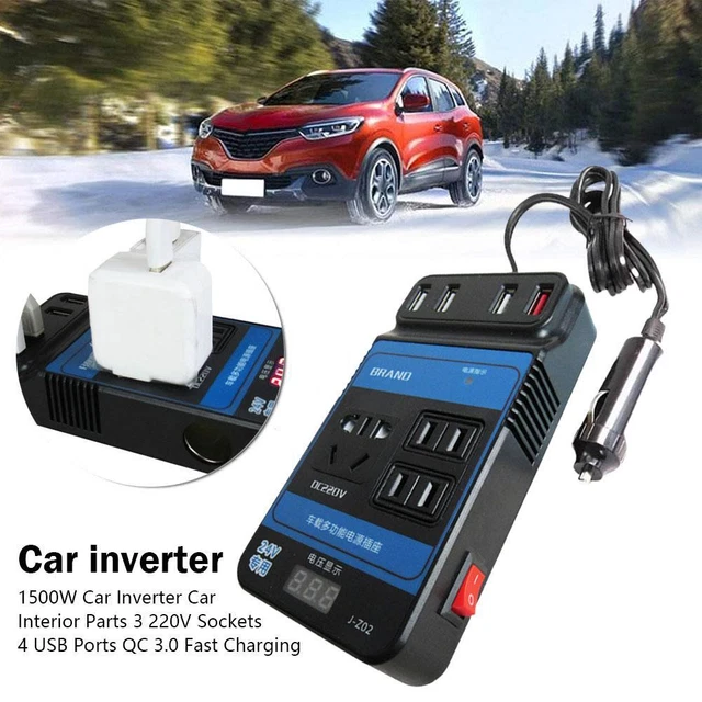 1500W Power Inverter 12V/24V To 220V AC Universal USB With 4-USB-Port X8W9