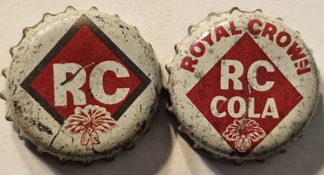 2 Different RC Cola Cork Lined Soda Bottle Caps; South Carolina Tax - Used