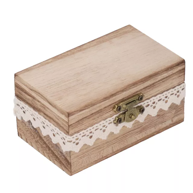 Wooden Ring Box Personality Country Style Wooden Ring Ornament Box With Lace ✲ 3