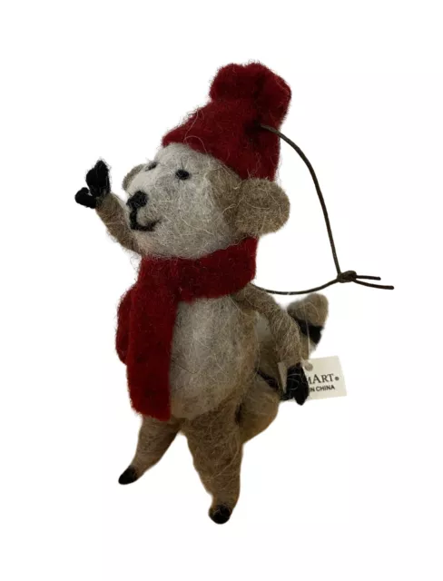 HomART  Plush Brown  Raccoon with Scarf and Hat Christmas Ornament 5 inch