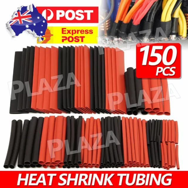 150 PCS Heat Shrink Heatshrink Wire Cable Tubing Tube Sleeving Sleeve Wrap AU