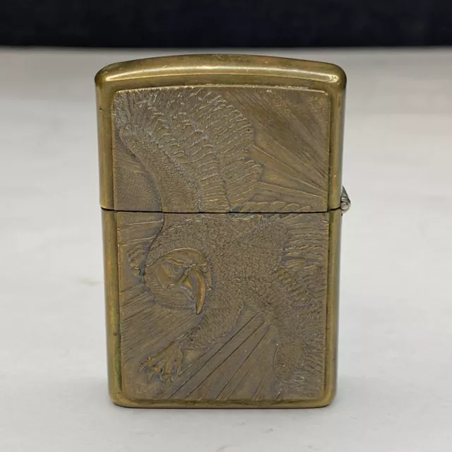 Vintage Zippo Lighter Soaring Bald Eagle Brass Patriot USA