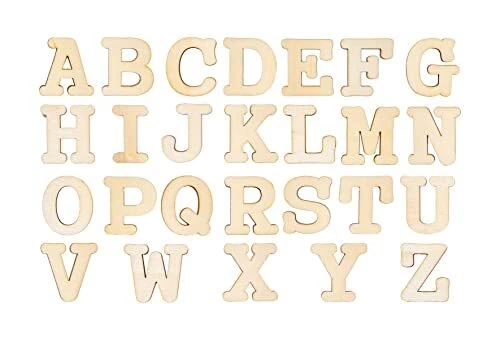 3 Inch 174 Pieces Unfinished Wood Letters Crafts Unpainted Wooden Alphabet Le...