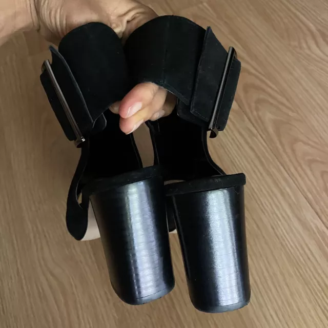 Vaneli Black Suede Belle Strap Sandal Open Toe Heels Women’s 8M 3