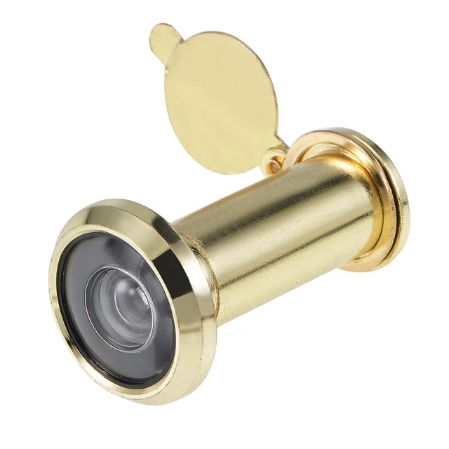 Brass 220-degree Door Viewer with Cover for 35-55mm Doors, Polished Gold Finish