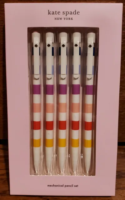 NEW! Kate Spade Candy Stripe Mechanical Pencils Set of 5