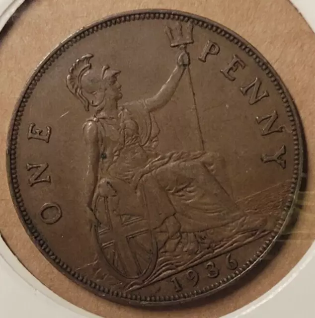 1936 England Uk Large Penny Rare Copper Coin Add To Your Collection