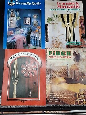 4 revistas/instrucciones om macramé y crochet años 70, 1980 vintage