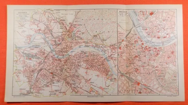 DRESDEN Loschwitz Blasewitz Löbtau Zwinger  historischer Stadtplan 1903