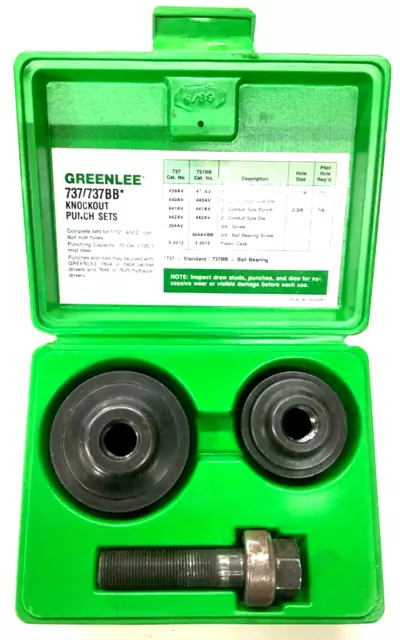 Greenlee Tools 737Bb Ball Bearing Knockout Punch Set, 1-1/2” & 2”