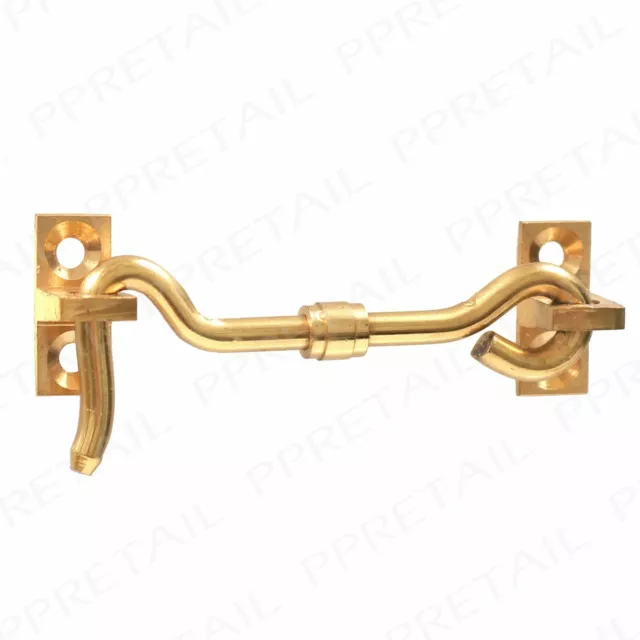 PACK OF 1 Brass 3" Cabin Hook And Eye Gate Shed Patio Door Lock Holder CEN062
