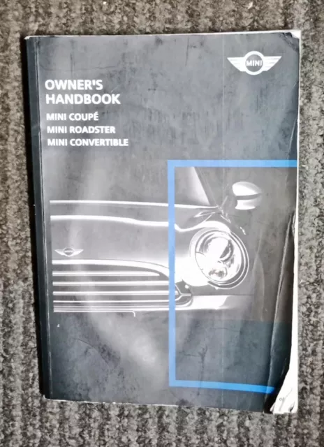 Mini Coupe Roadster  Convertibile Onwers Manual Handbook Print 2011 Ref 895