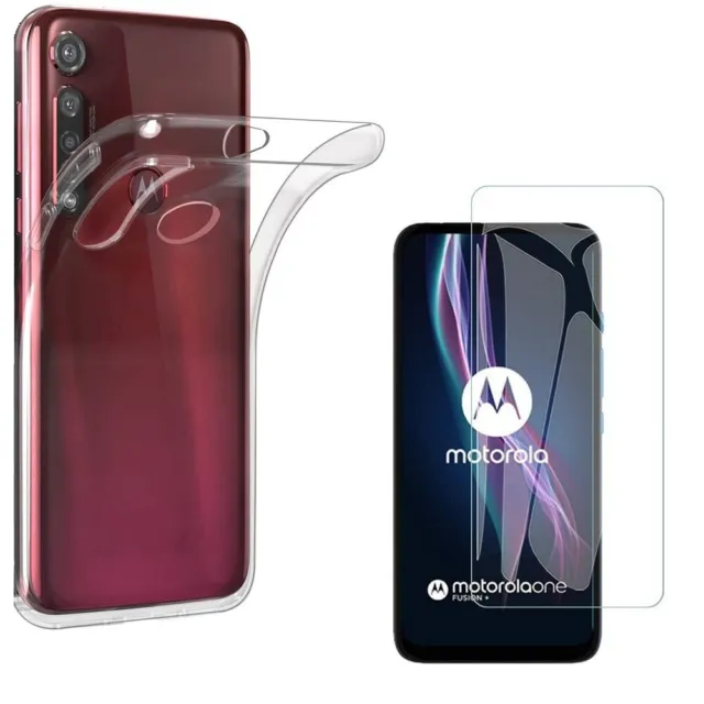 For MOTOROLA MOTO ONE FUSION PLUS CLEAR CASE + TEMPERED GLASS SCREEN PROTECTOR +