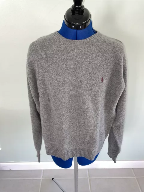 Polo Ralph Lauren Lamb's Wool Sweater Men's XL Knit Preppy Gray