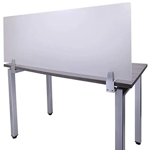 Frosted Acrylic Desk Mounted Privacy Panel, 18", Aluminum
