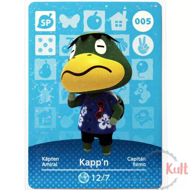 Carte Amiibo Animal Crossing 005 Amiral / Kapp'n Holo [EUR] Série 1 Near Mint