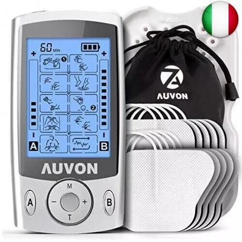 AUVON Elettrostimolatore Muscolare, TENS EMS Elettrostimolatore a Doppio Canale