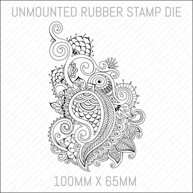 Henna Mehndi Floral Unmounted Rubber Stamp Die Card Making Scrapbooking - ST0509