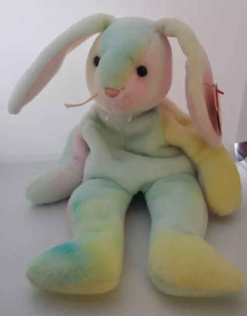 Ty Beanie Baby HIPPIE Tie-Dye Rainbow Easter Rabbit Bunny 1998