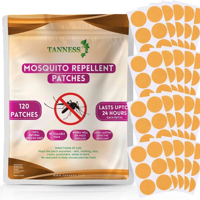 TANNESS Mosquito Patches (x120) – Natural Insect Repellent, Designed to Repel