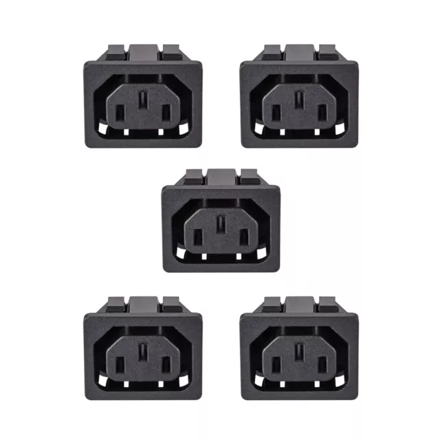 C13 Panel Mount Plug Adapter 250V AC 10A 3 Pins  IEC Inlet Module Straight 5pcs