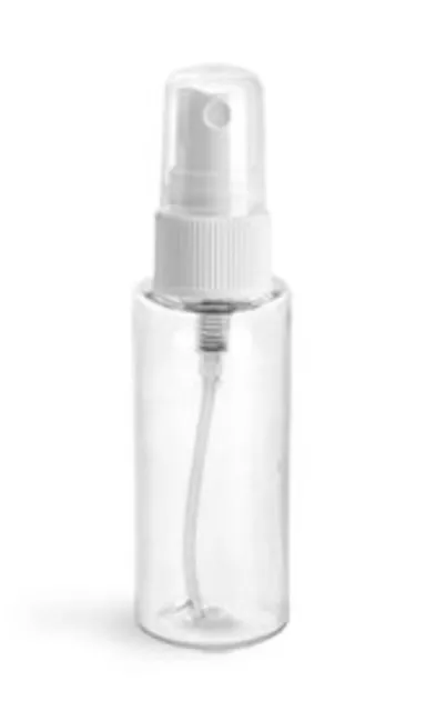 MagnaKoys® 2 oz Clear PET (Plastic) Empty Fine Mist Spray Bottles w/Clear Caps