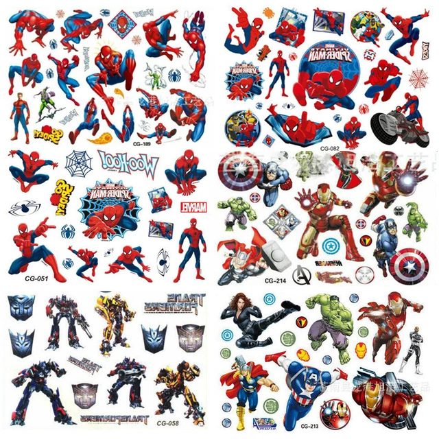 KIDS SPIDERMAN TEMPORARY Tattoo Sheet Children Birthday Party Bag