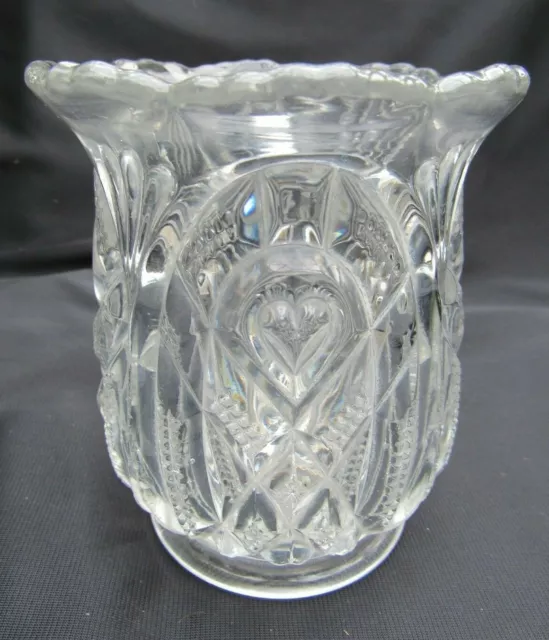 1899 Antique EAPG Pattern Glass Bryce Higbee Oregon Heavy Heart Spooner
