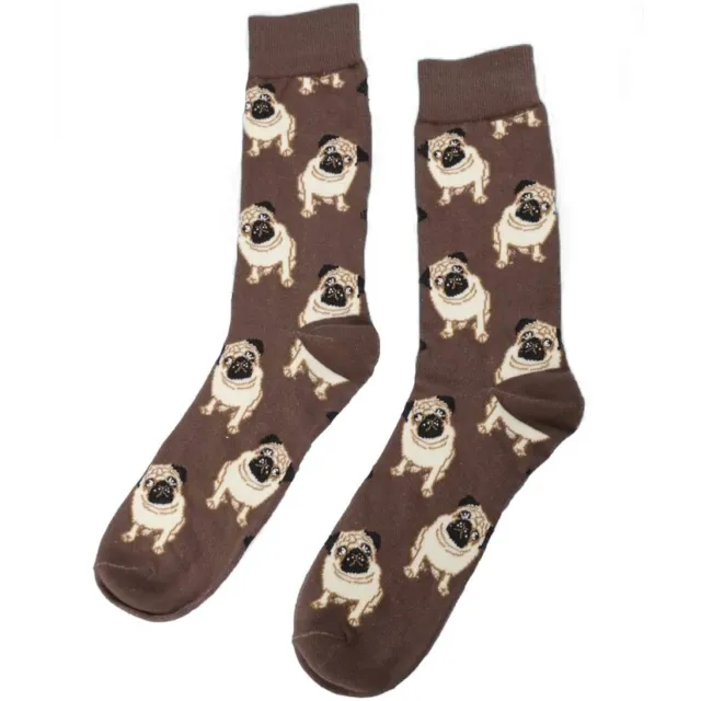 MENS PUG SOCKS Fits UK 7-11 Fawn Pug Novelty Dog Cotton Socks FREE SHIPPING