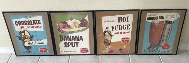 RARE Vintage Meadow Gold ICE CREAM Litho Posters - Schmidt Litho Co