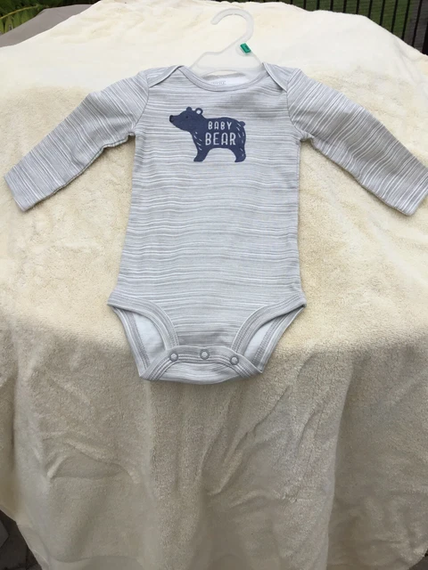 Carter's Infant Baby Boy Long Sleeve Striped Bodysuit 6 Months Fuzzy Baby Bear