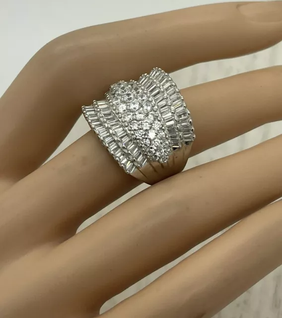 GIANI BERNINI Ring Sterling Silver Cubic Zirconia Baguette Pave Band Size 7