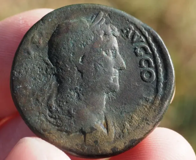 Ancient Roman Bronze Coin Hadrian AD 117-138 AE Sestertius Roma Emperor  133-135