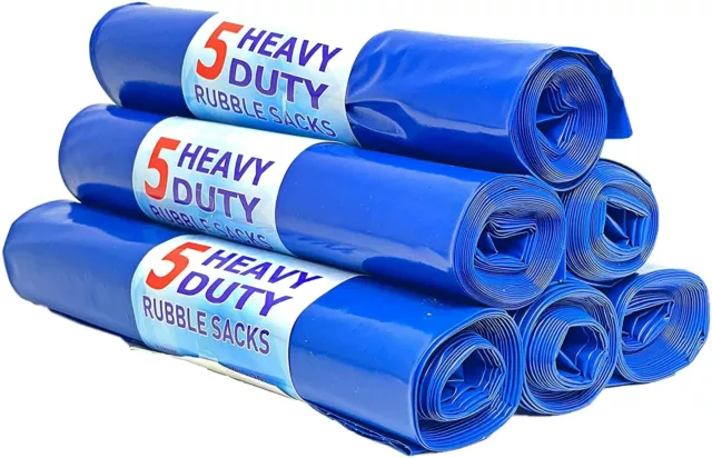 30 Heavy Duty Strong Rubble Sacks Builder Rubbish Waste Blue bin Bag Bulk 100µ