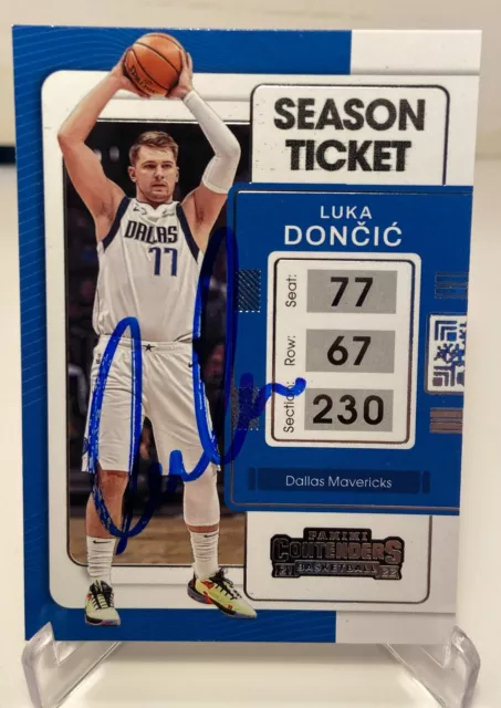 Luka Doncic Auto 2021-22 Panini Contenders 18 Hand Signed Authentic W/COA