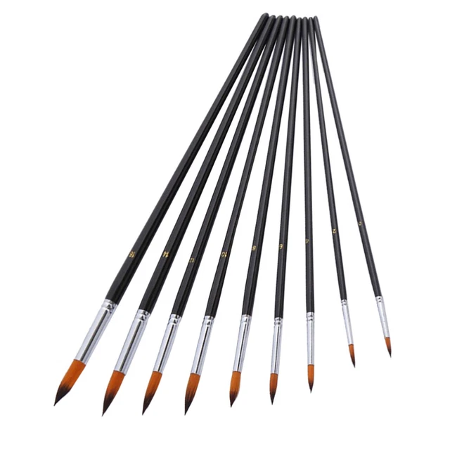 9 Pcs Kids Paint Brushes Canvas Set Black Pens Drawing Watercolor Brush