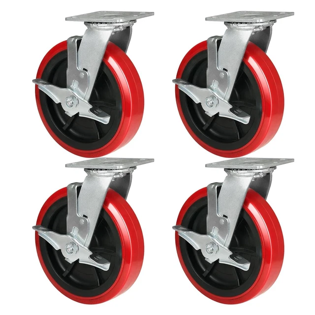 8 Inch Polyurethane Tread Caster Wheels   Heavy Duty,Capacity 1200-4800LB